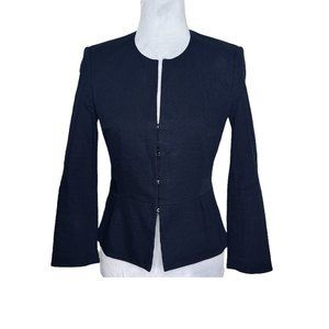 Hugo Boss Jeisina2 Textured Peplum Blazer Jacket in Navy Size 6
